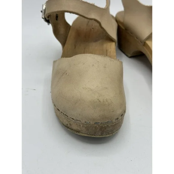 Lotta's Clogs Womens Size 36 Tan Leather Close Toe Slip On Boho Cottage Core New - Picture 4 of 14